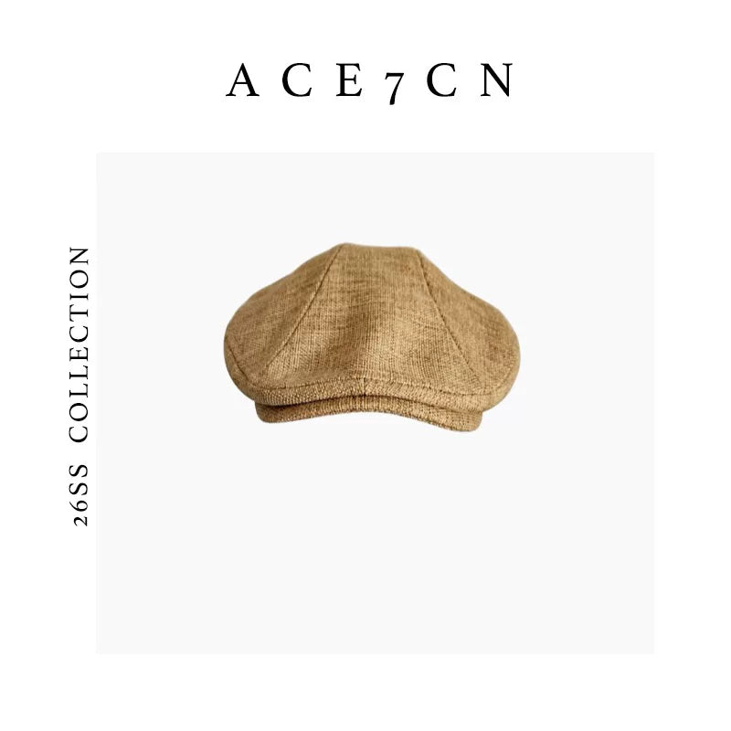 British Old-Money Linen Flat Cap Vintage Casual