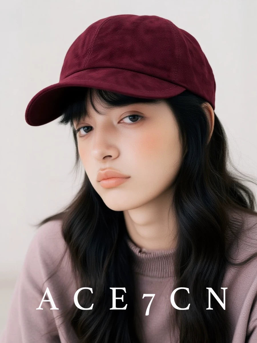 Luxury Lambskin Vintage Suede Leather Baseball Cap