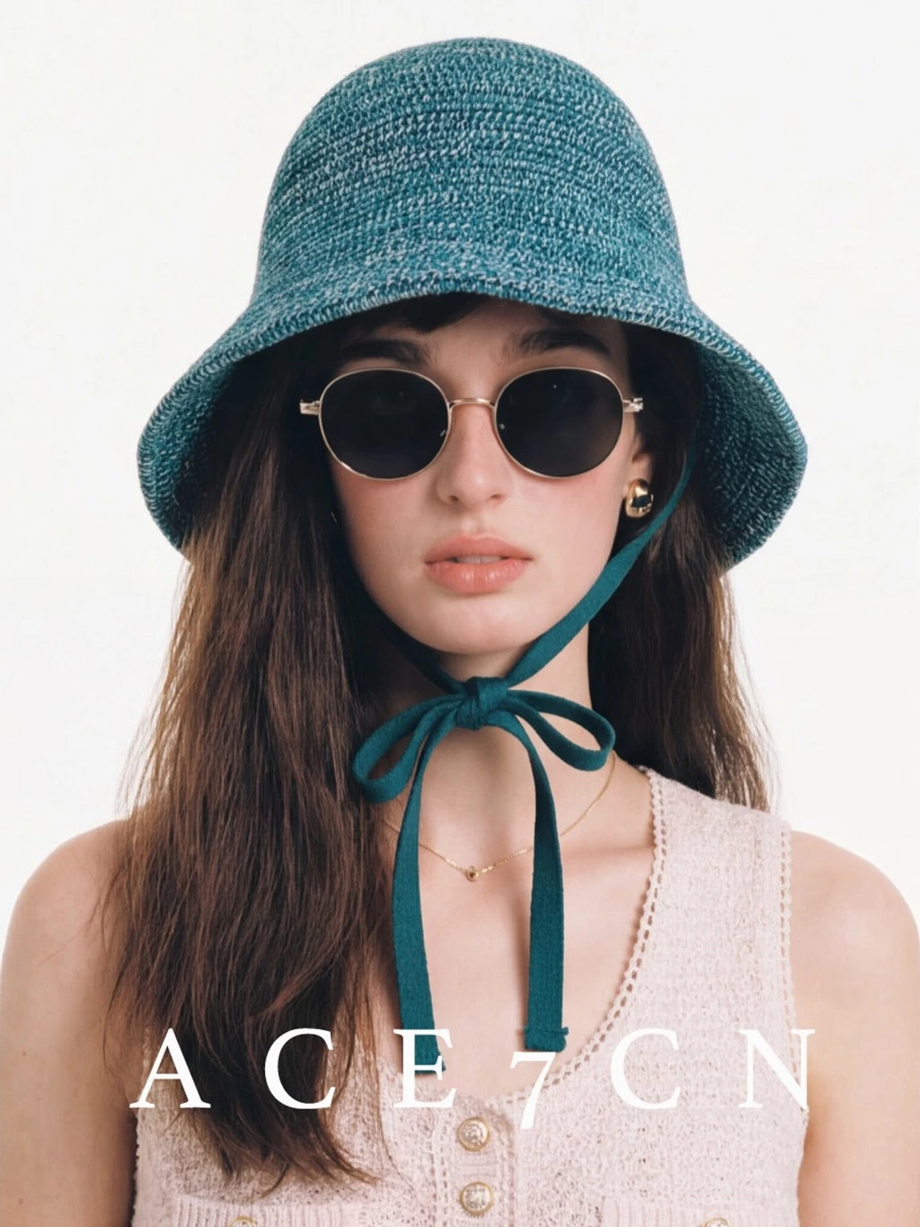French Elegant Bucket Hat Tie-Strap Knit Bucket
