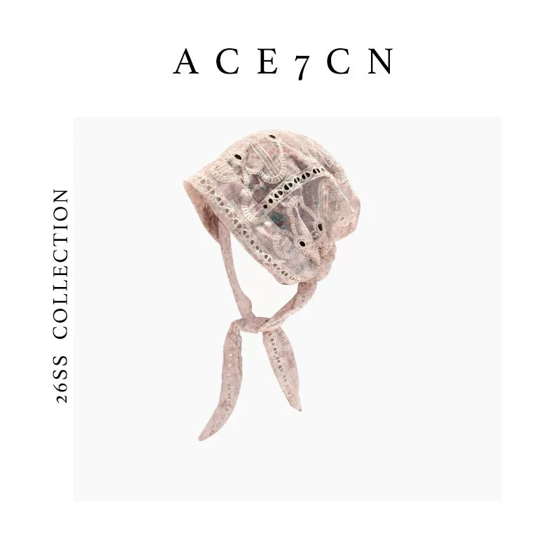 Light-French Vintage Elegant Hat Tie-Strap Embroidered Slouch
