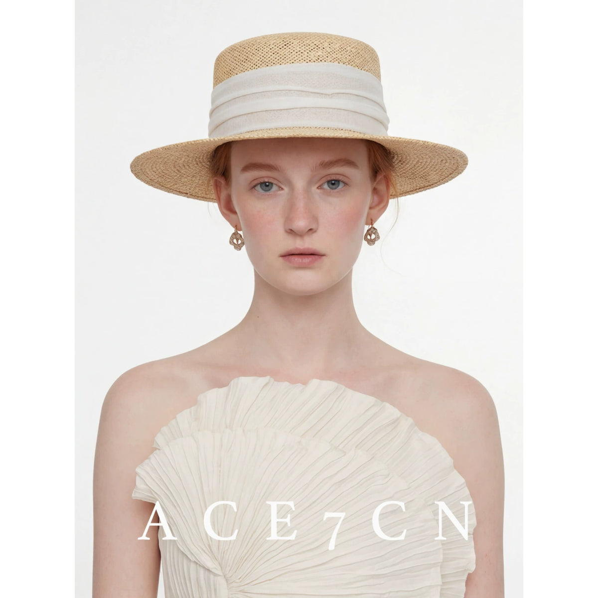 Relaxed French Premium Natural-Straw Straw Hat Multi-Color