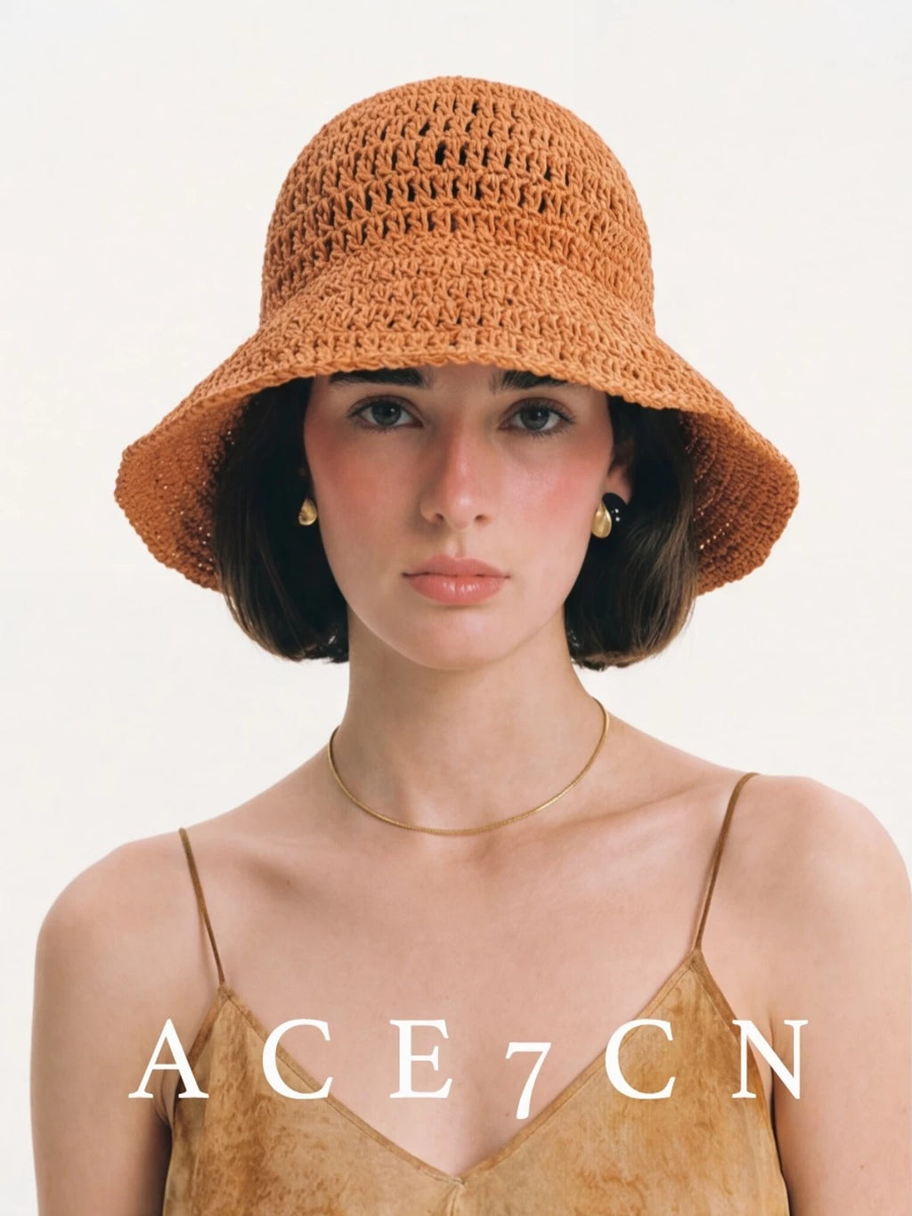 South-France Holiday Hand-Crochet Bucket Hat Woven Breathable