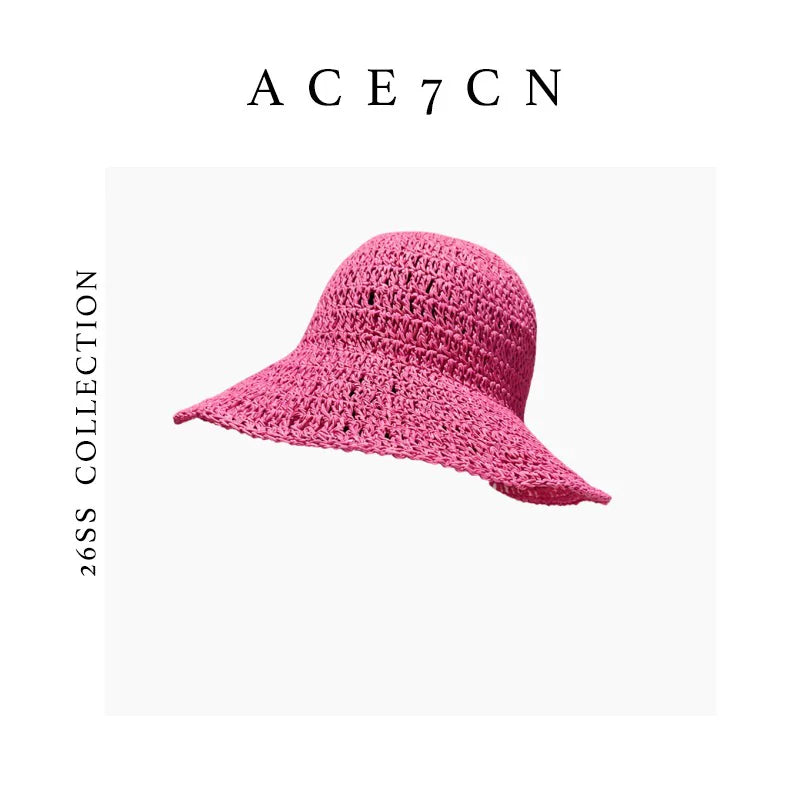 South-France Holiday Hand-Crochet Bucket Hat Woven Breathable