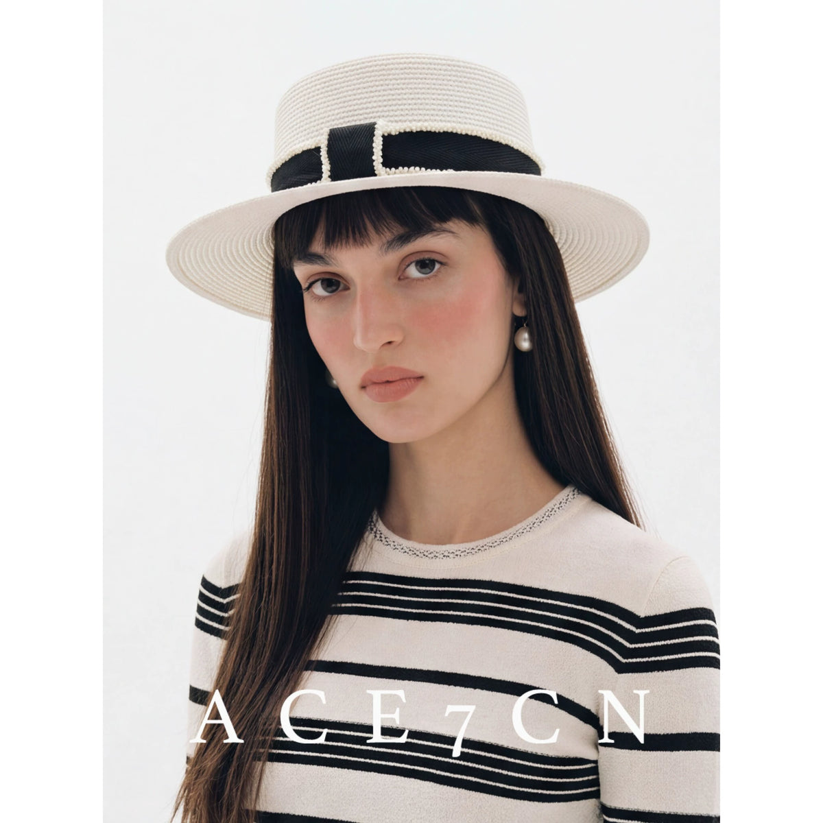 Parisian Tweed Classic Paper-Straw Dress Hat Elegant