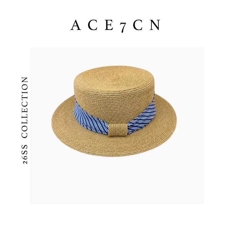 French Vintage Straw-Woven Sun Hat Resort Straw
