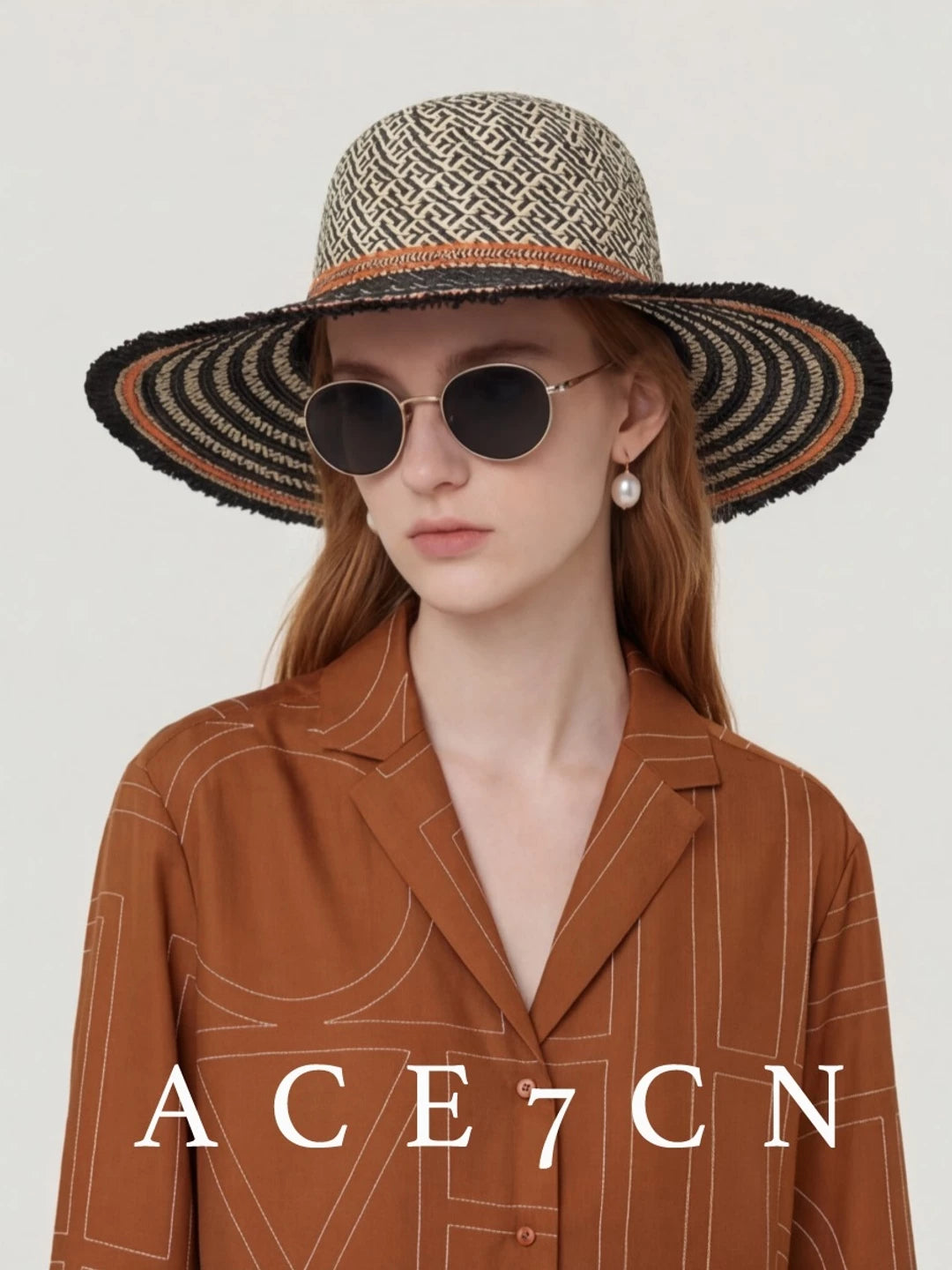Nordic Niche Colorful Light-Luxury Color-Block Straw-Woven Sun