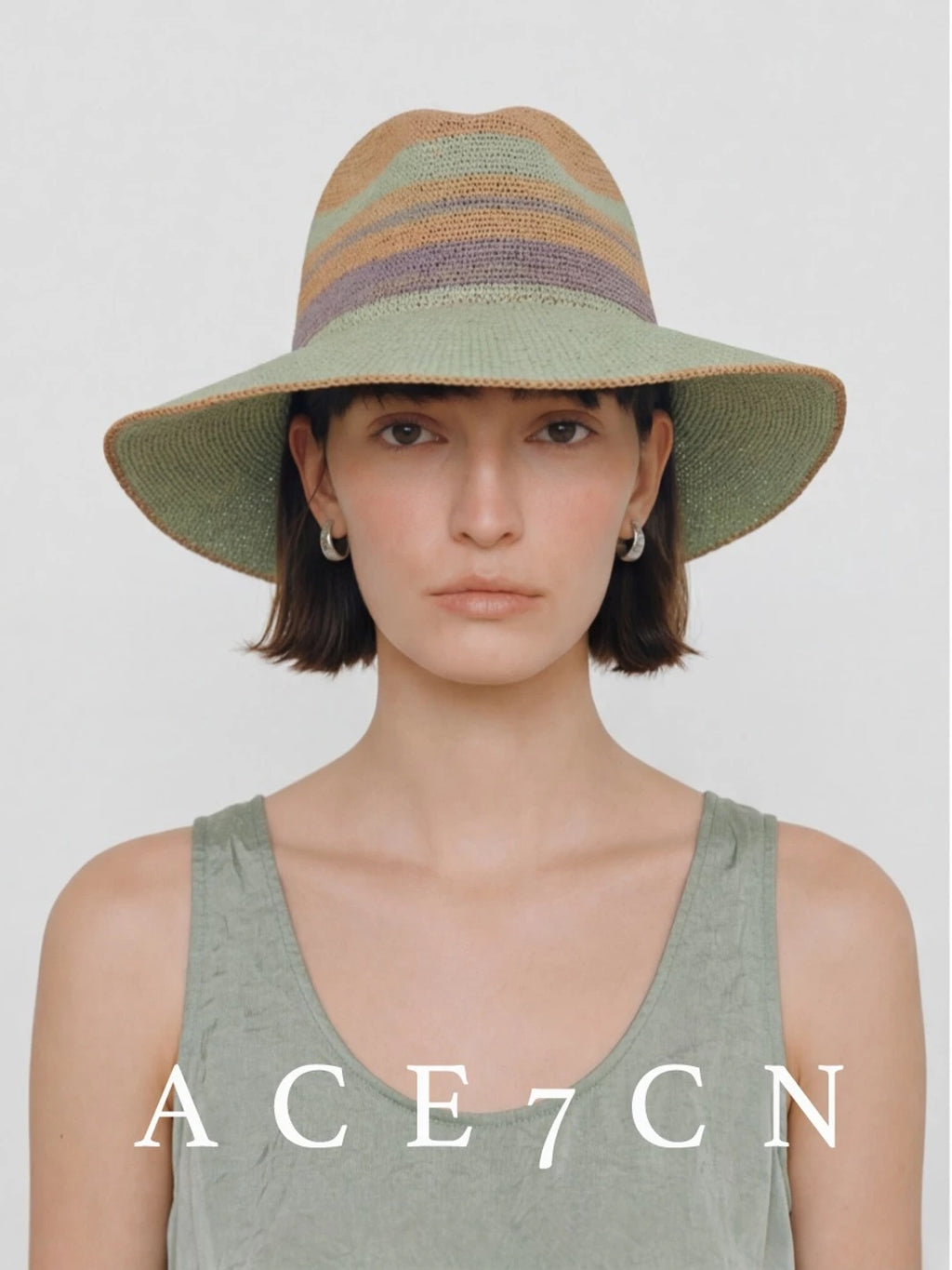 Danish Colorful Dress Hat Raffia Hand-Woven Color-Block