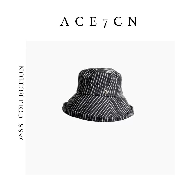 Nautical Hand-Pleated Plaid Bucket Hat Urban Chic