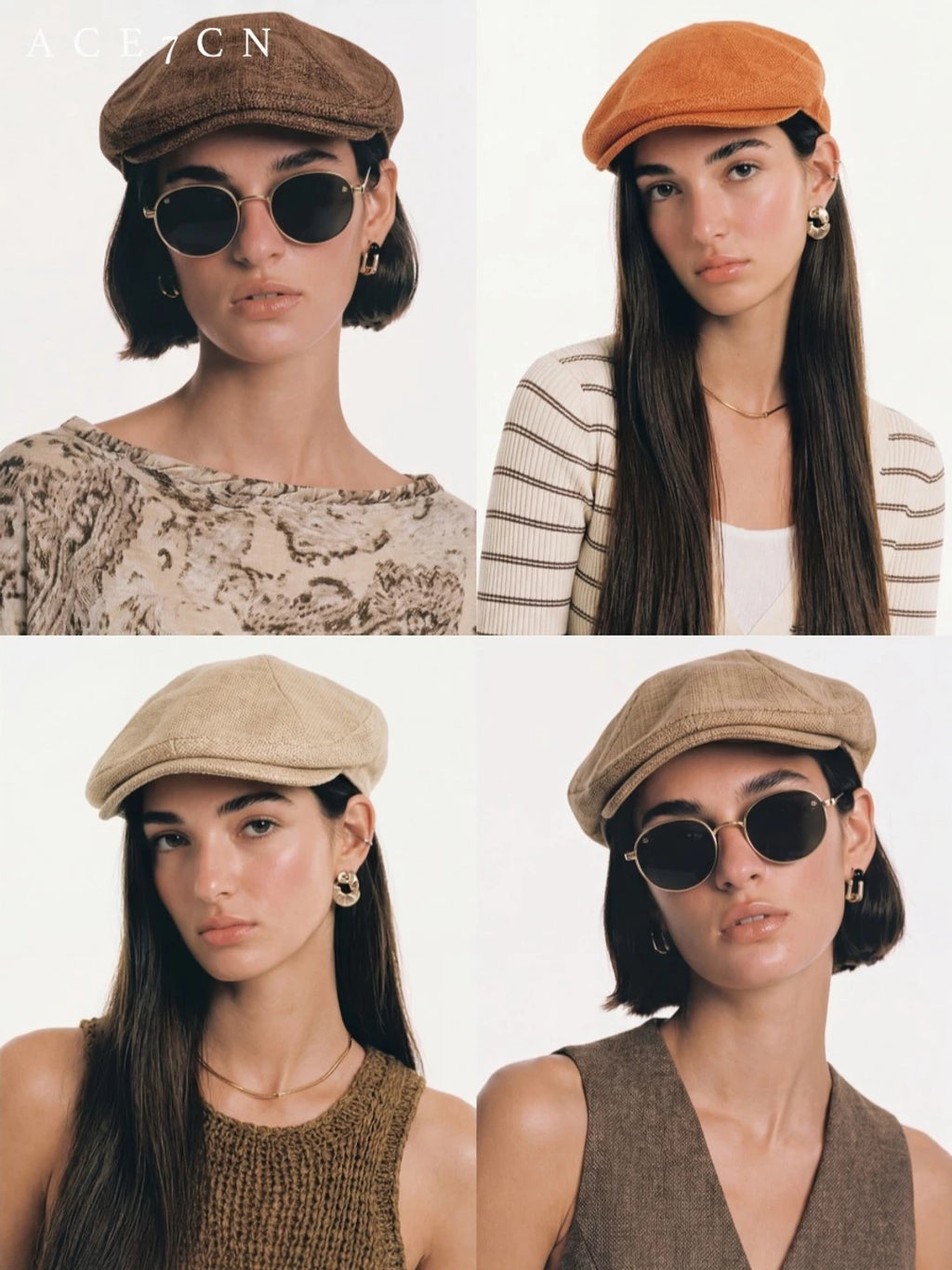 British Old-Money Linen Flat Cap Vintage Casual