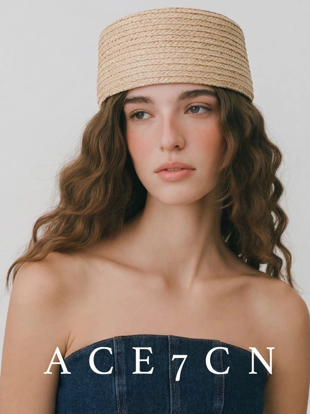 Designer Straw-Woven Pillbox Hat pillbox Hepburn Round