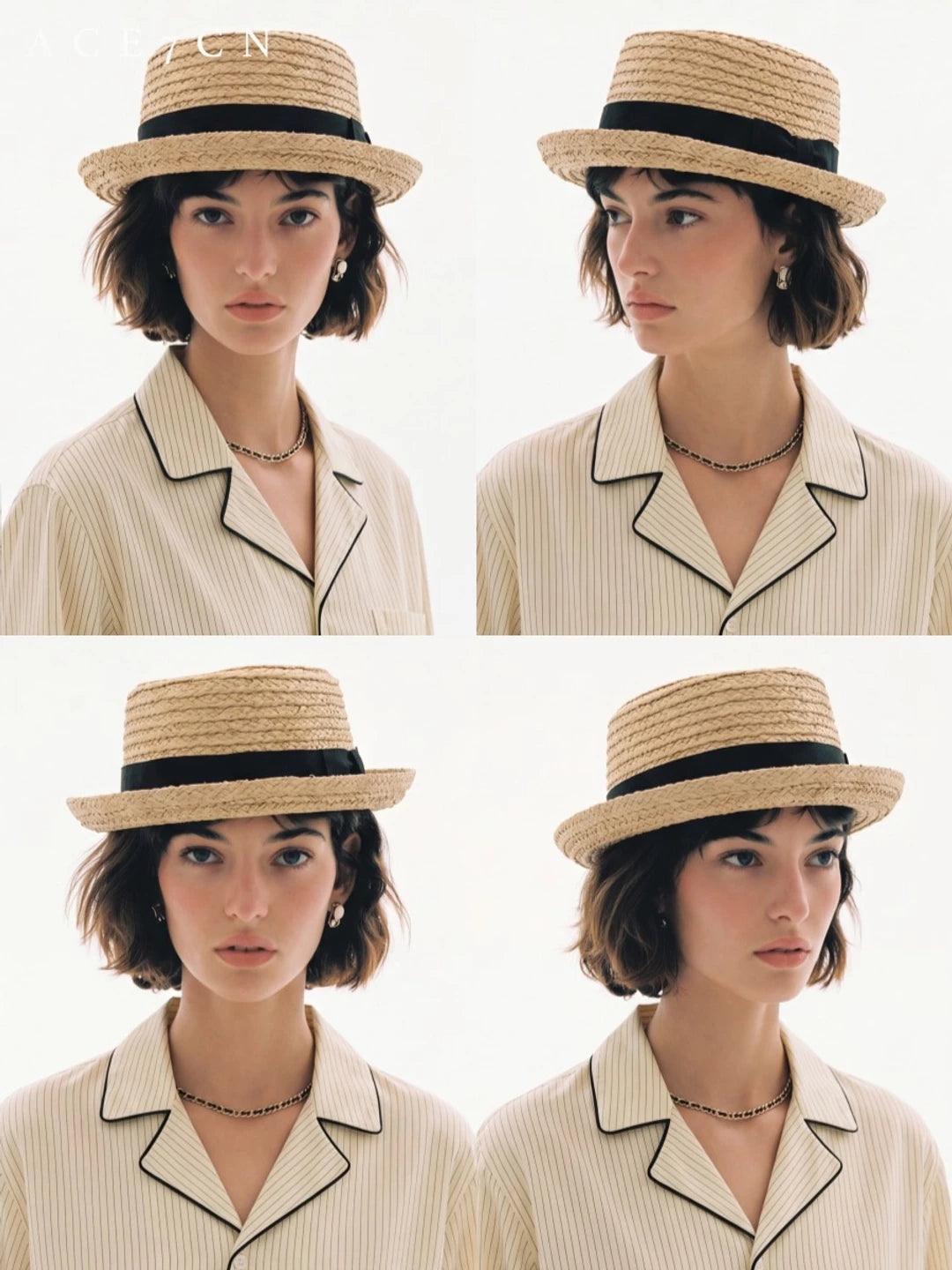 British Vintage Niche Premium Raffia Dress Hat