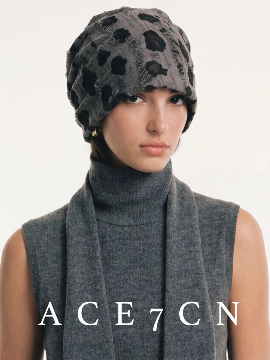 Vintage Hat Slouch Beanie Leopard Headwrap