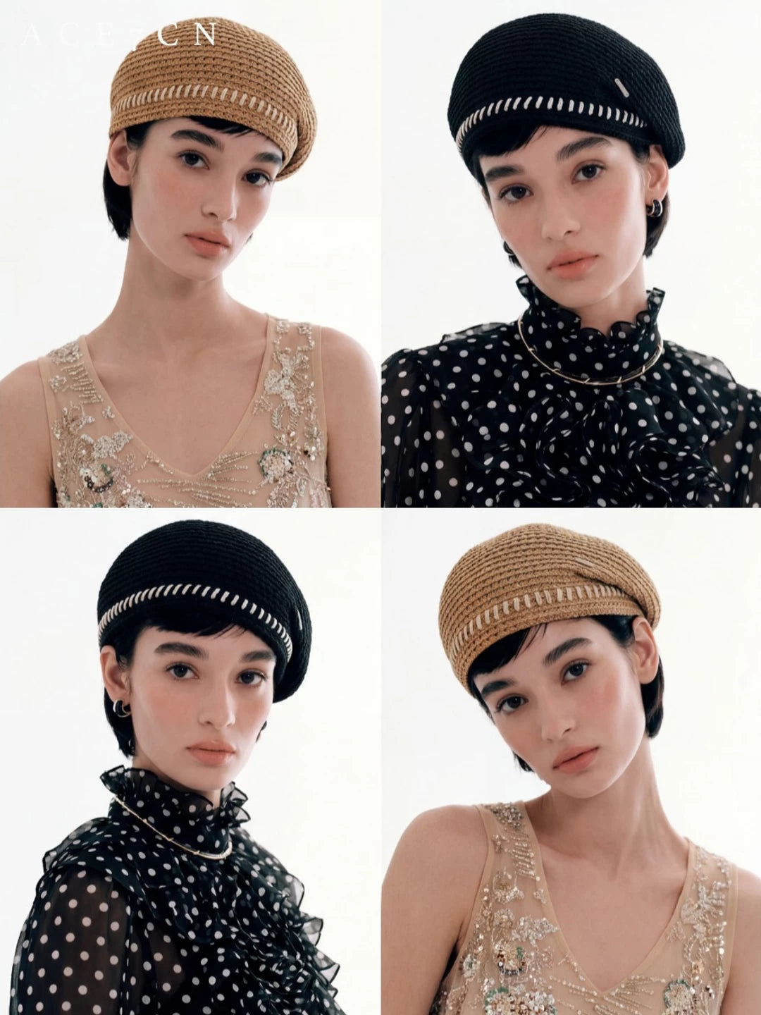 Japanese Niche Hand-Stitched Styling Beret Elegant Hepburn