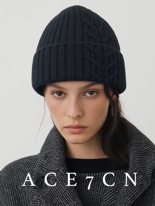 100 Cashmere Beanie Cable-Knit Knit Beanie Women