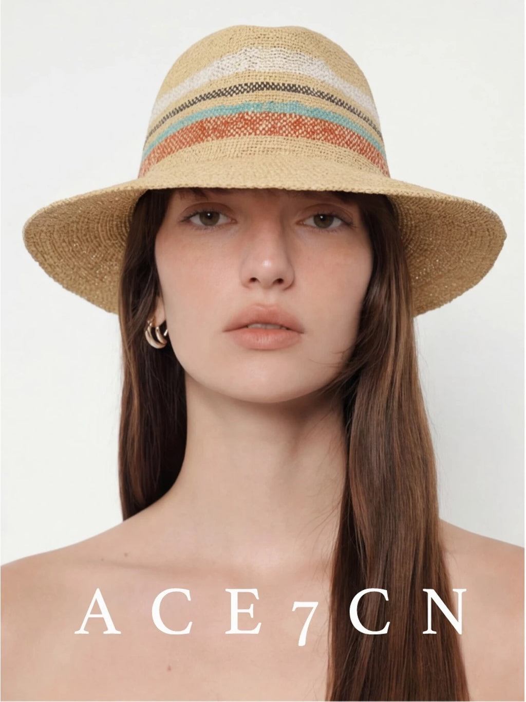Danish Colorful Dress Hat Raffia Hand-Woven Color-Block