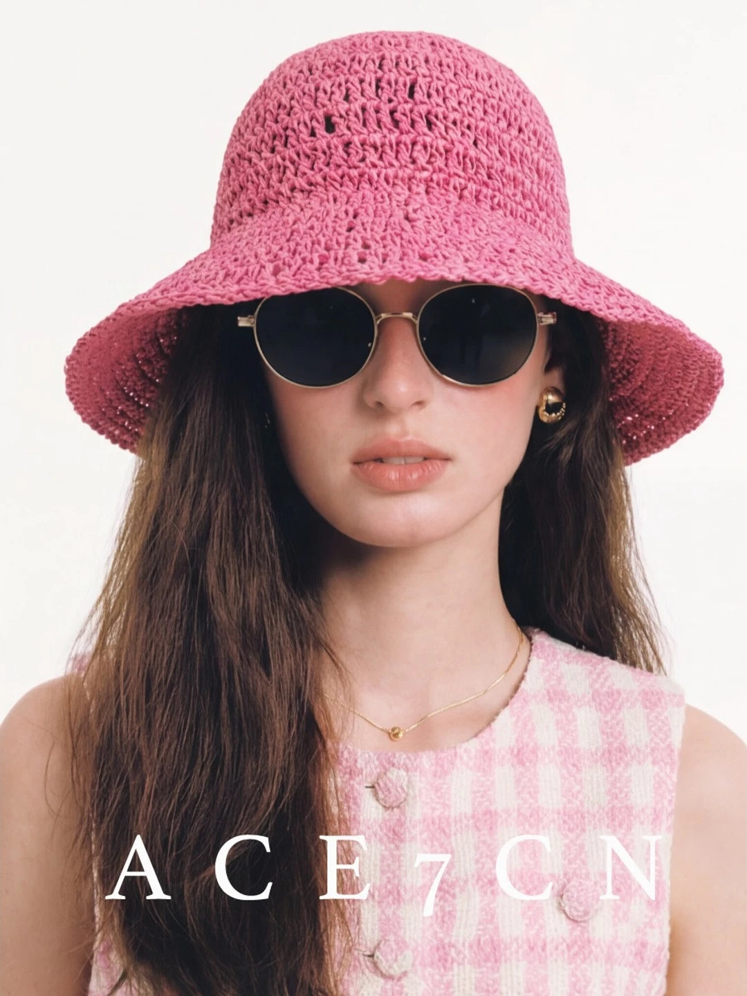 South-France Holiday Hand-Crochet Bucket Hat Woven Breathable