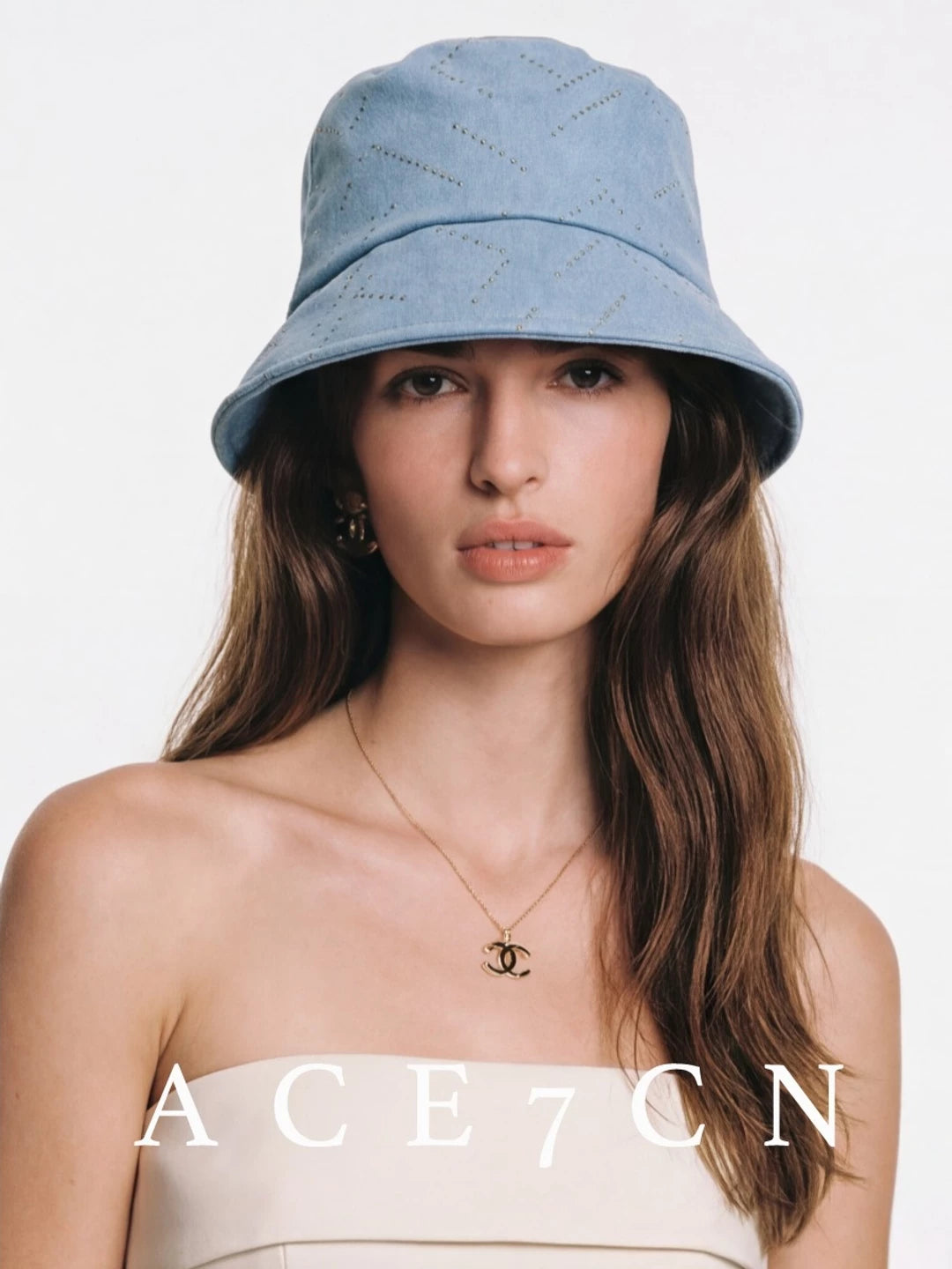 Light-French Denim Bucket Hat Subtle-Glitter Bucket Hat