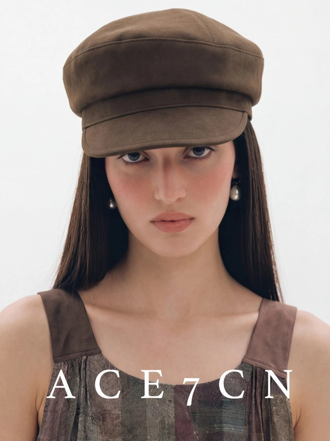 Japanese Niche Suede Newsboy Cap Large-Fit Painter