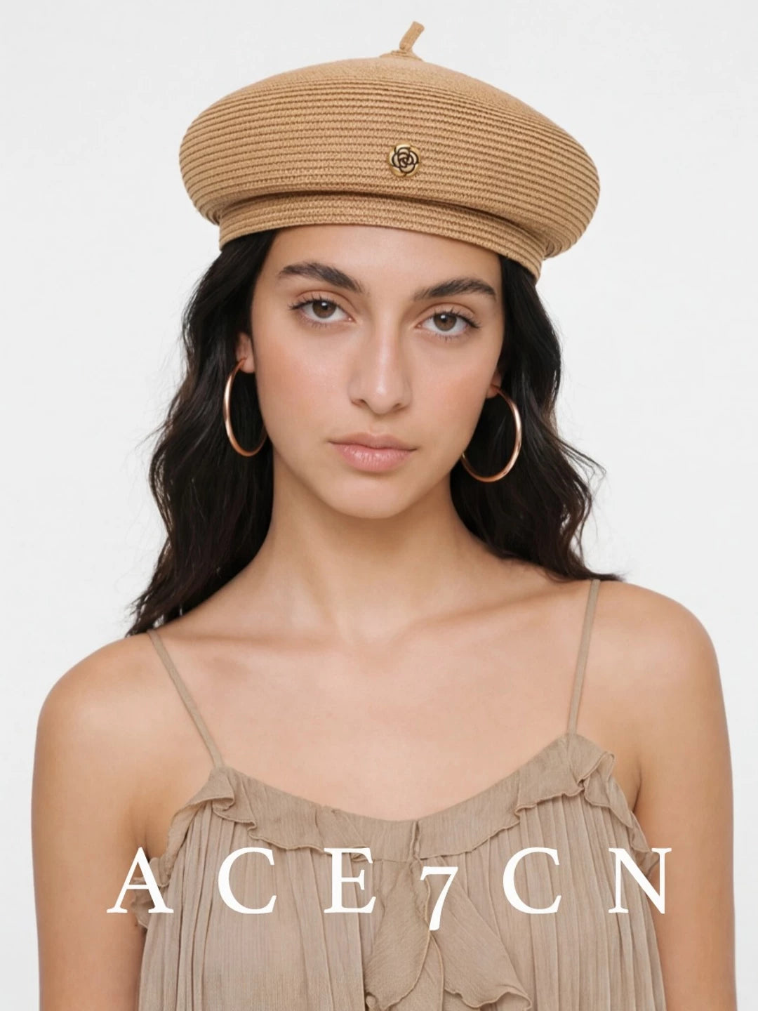 Parisian Runway Light-Luxury Straw Pillbox Camellia 3D