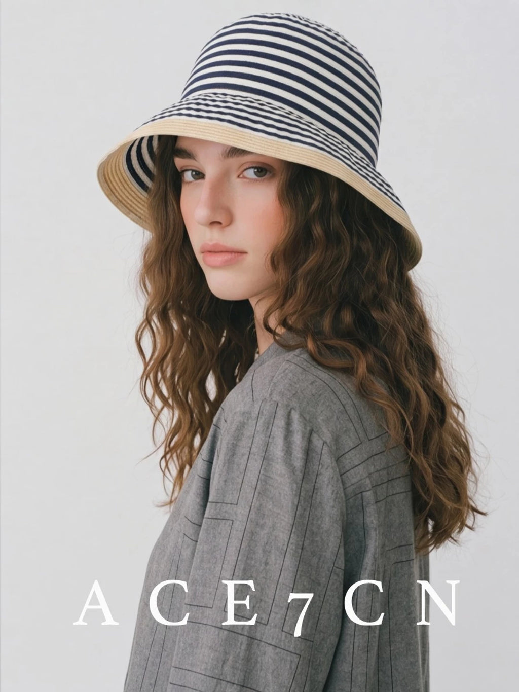 Foldable Portable Bucket Hat Japanese Wide-Brim Striped