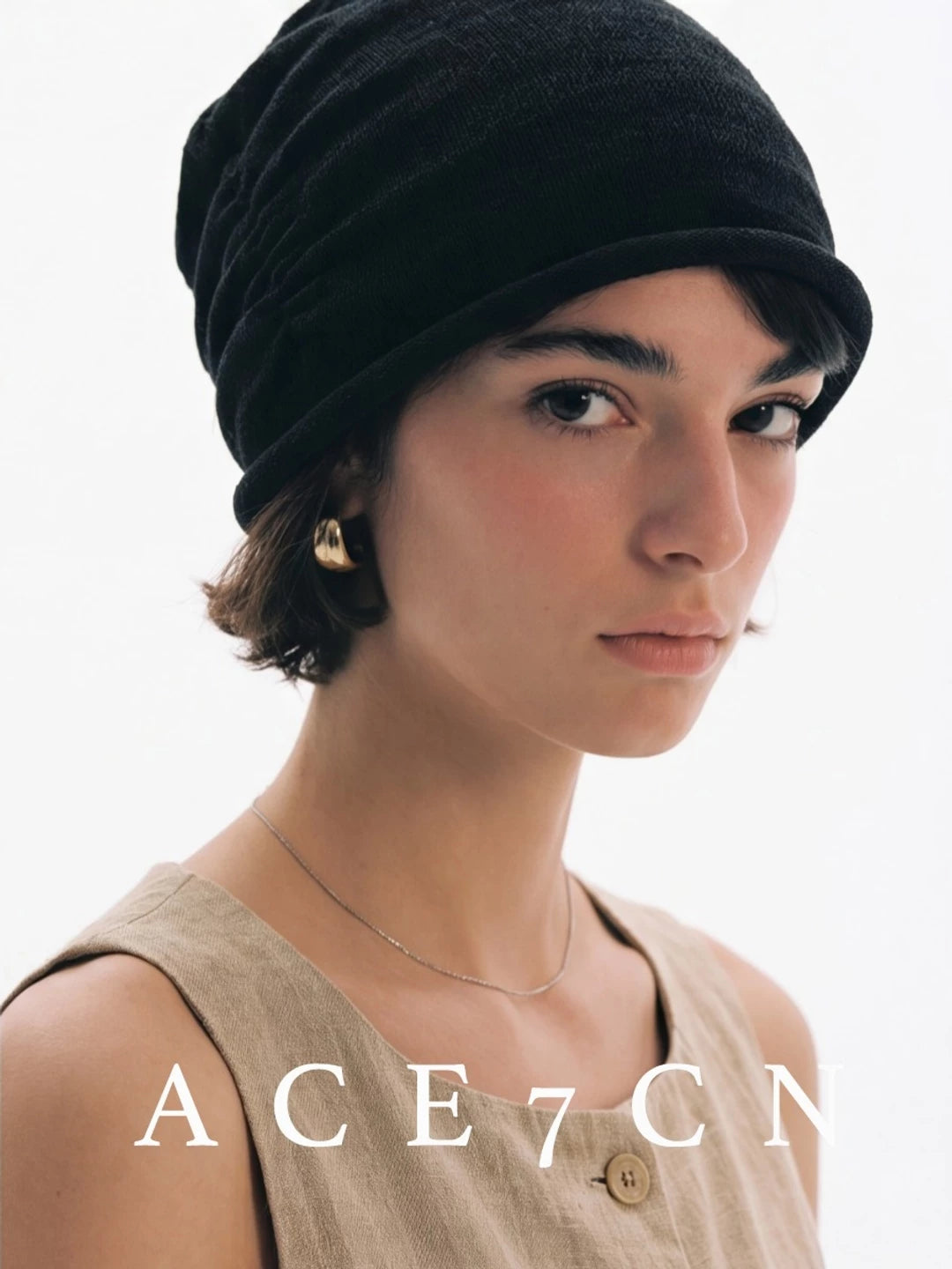 100 Linen Japanese Artsy Beanie Pleated Breathable