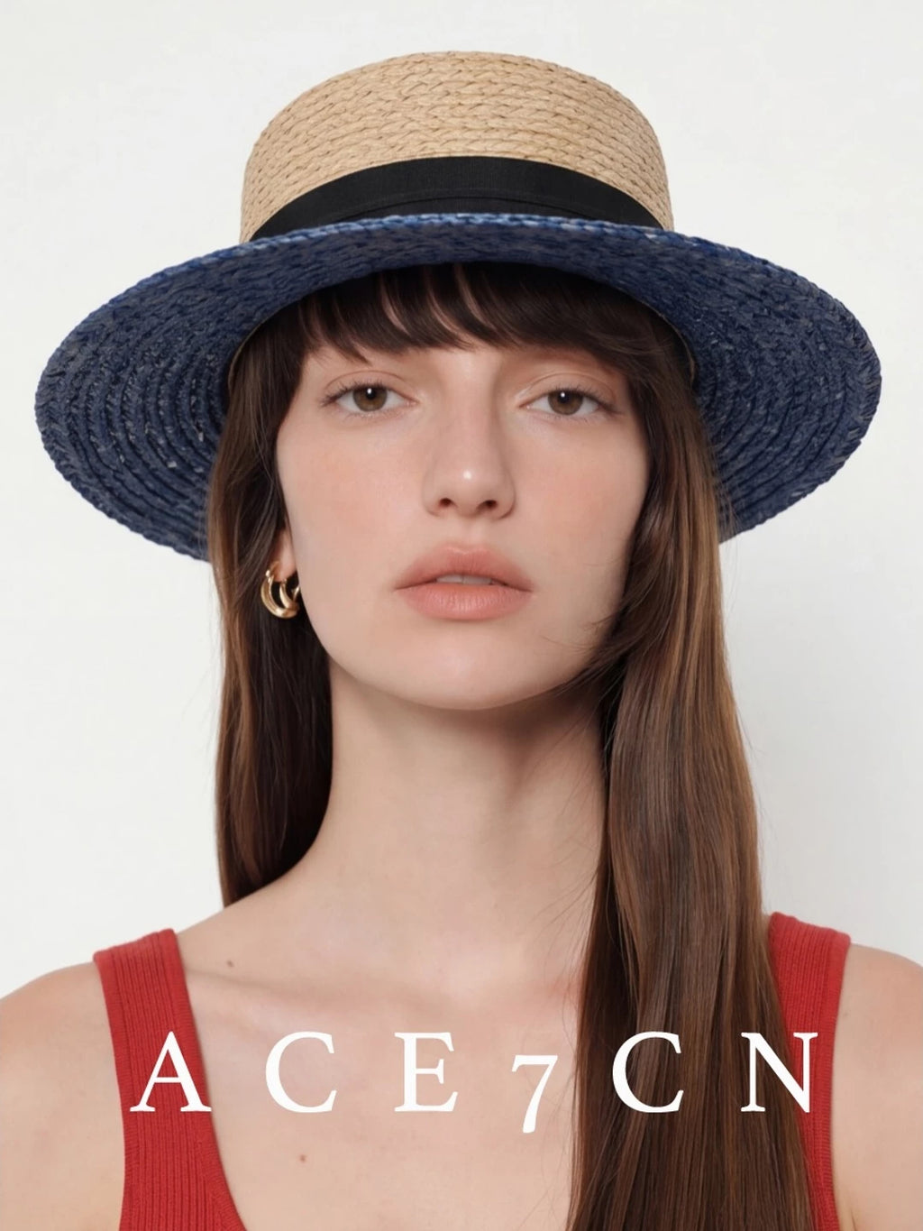 Light-French Raffia Sun Hat Bow Ribbon British