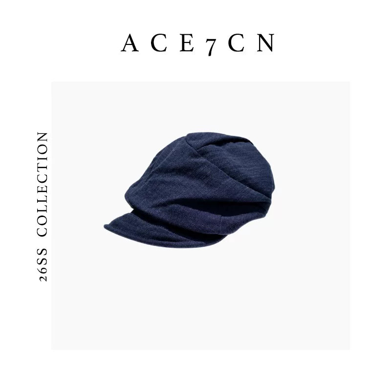 Japanese Niche Denim Handmade Pleated Newsboy Cap