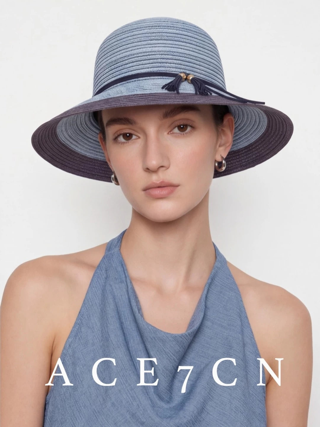 South-France Resort Paper-Straw Sun Hat Multi-Stripe Seaside