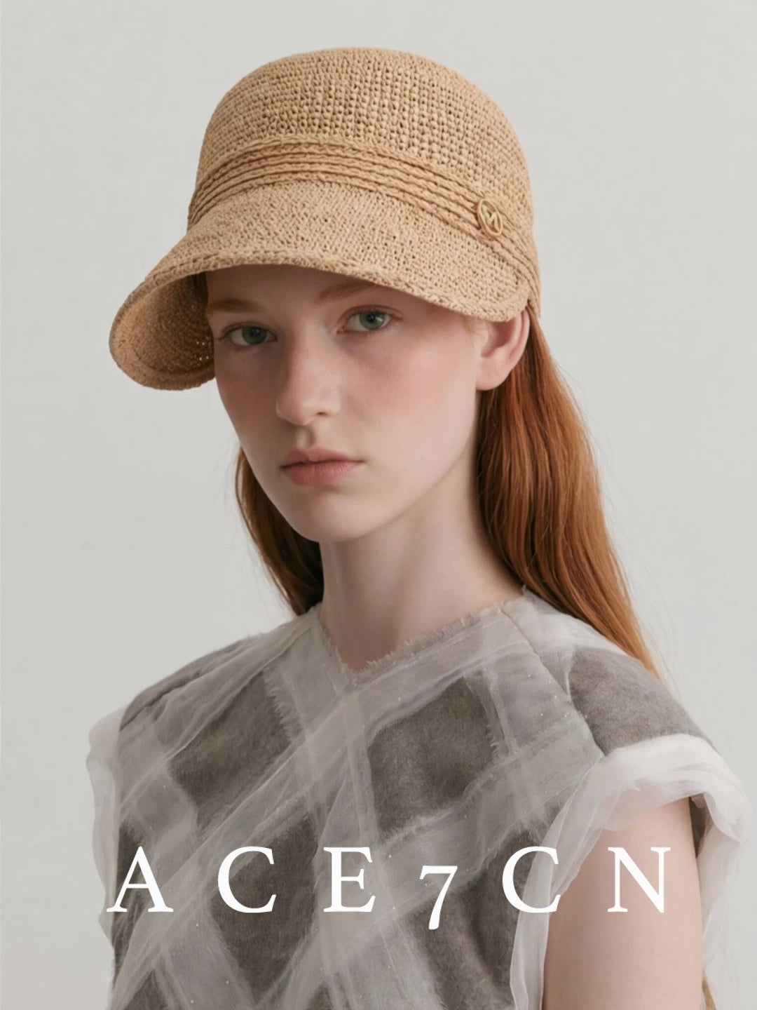 100 Natural Raffia Korean Wide-Brim Riding Hat