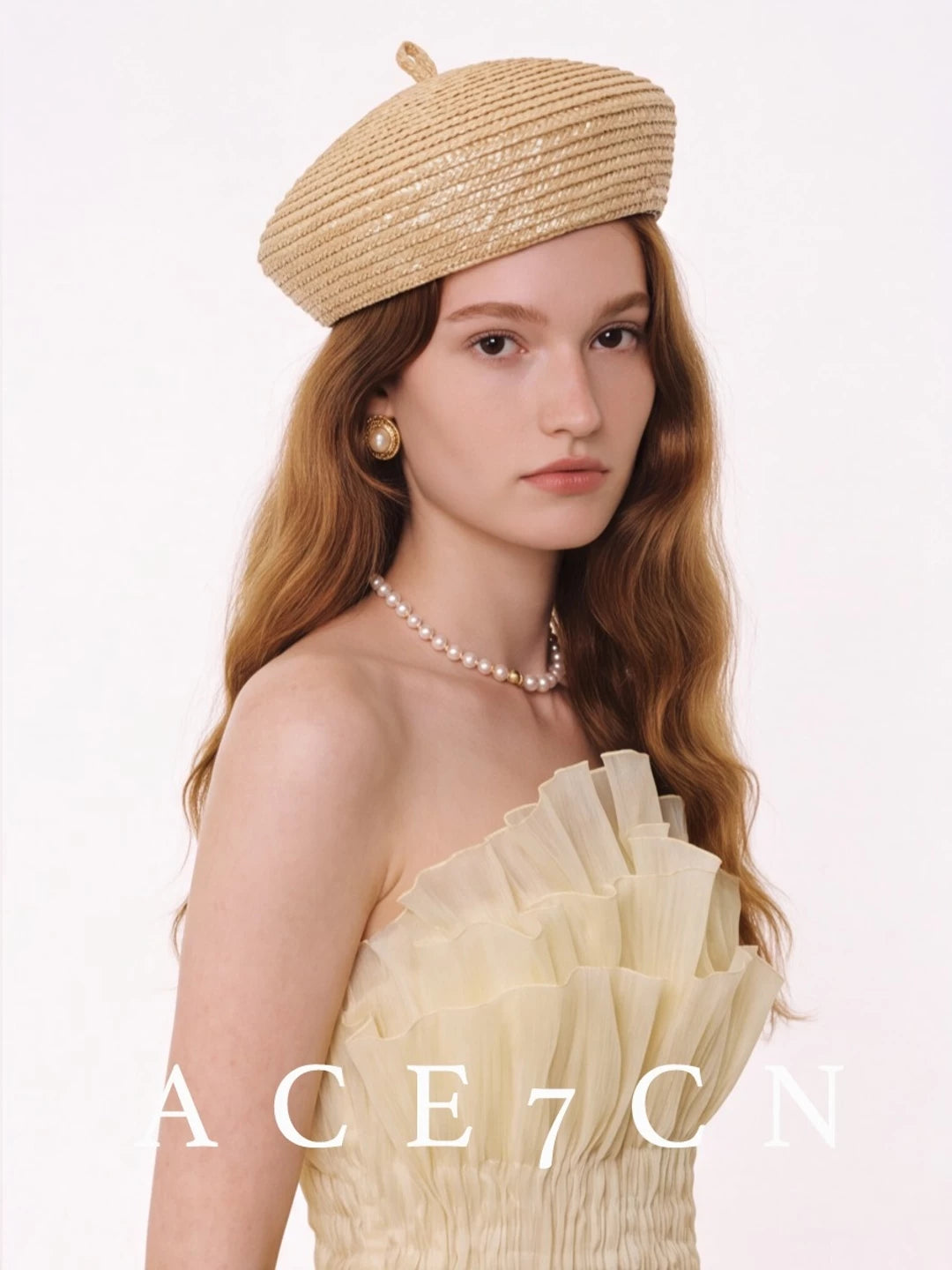 Parisian Elegant Straw-Woven Pillbox Hat Wheat-Straw Beret