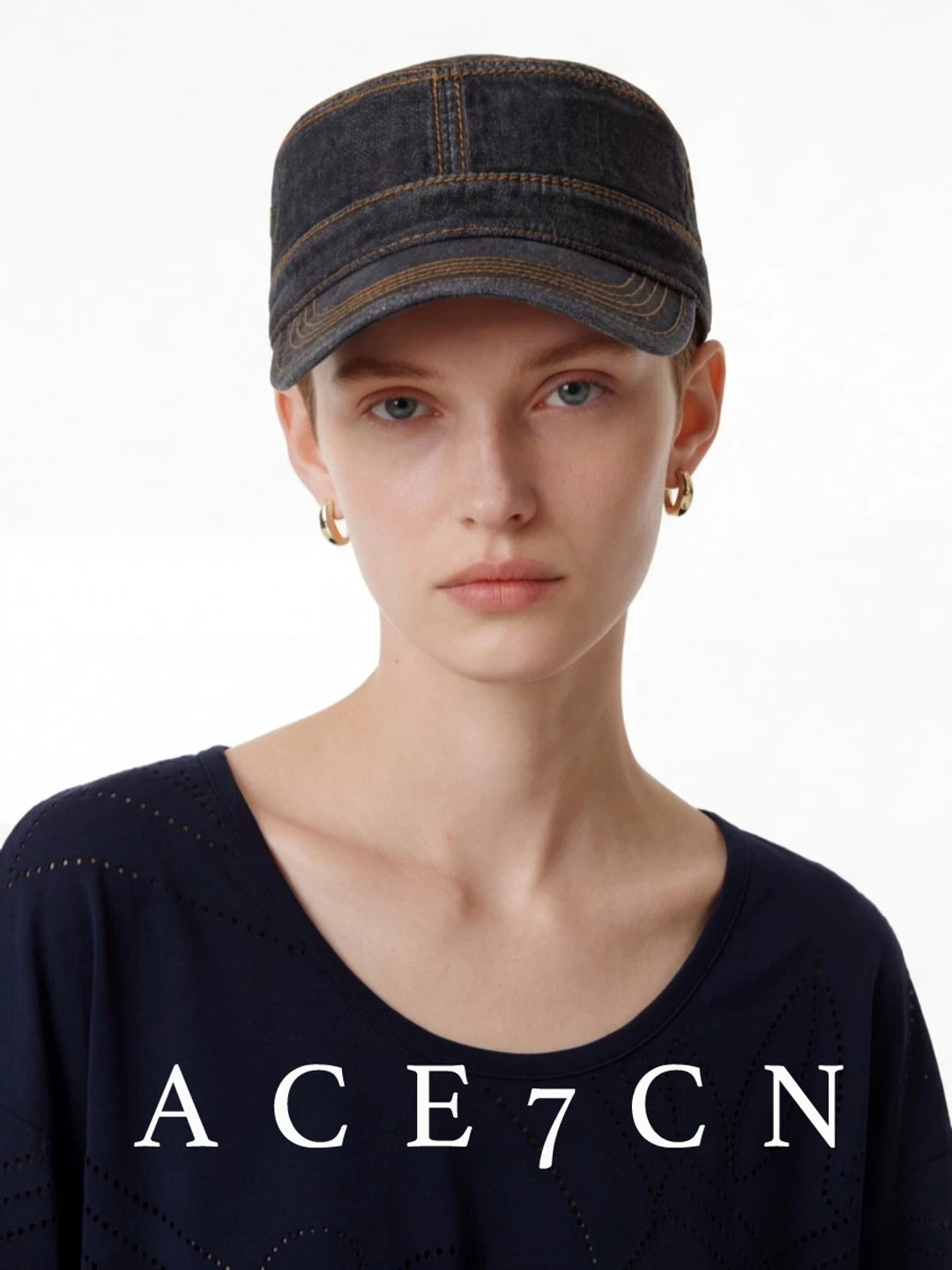 American Vintage Distressed Denim Riding Hat Commute