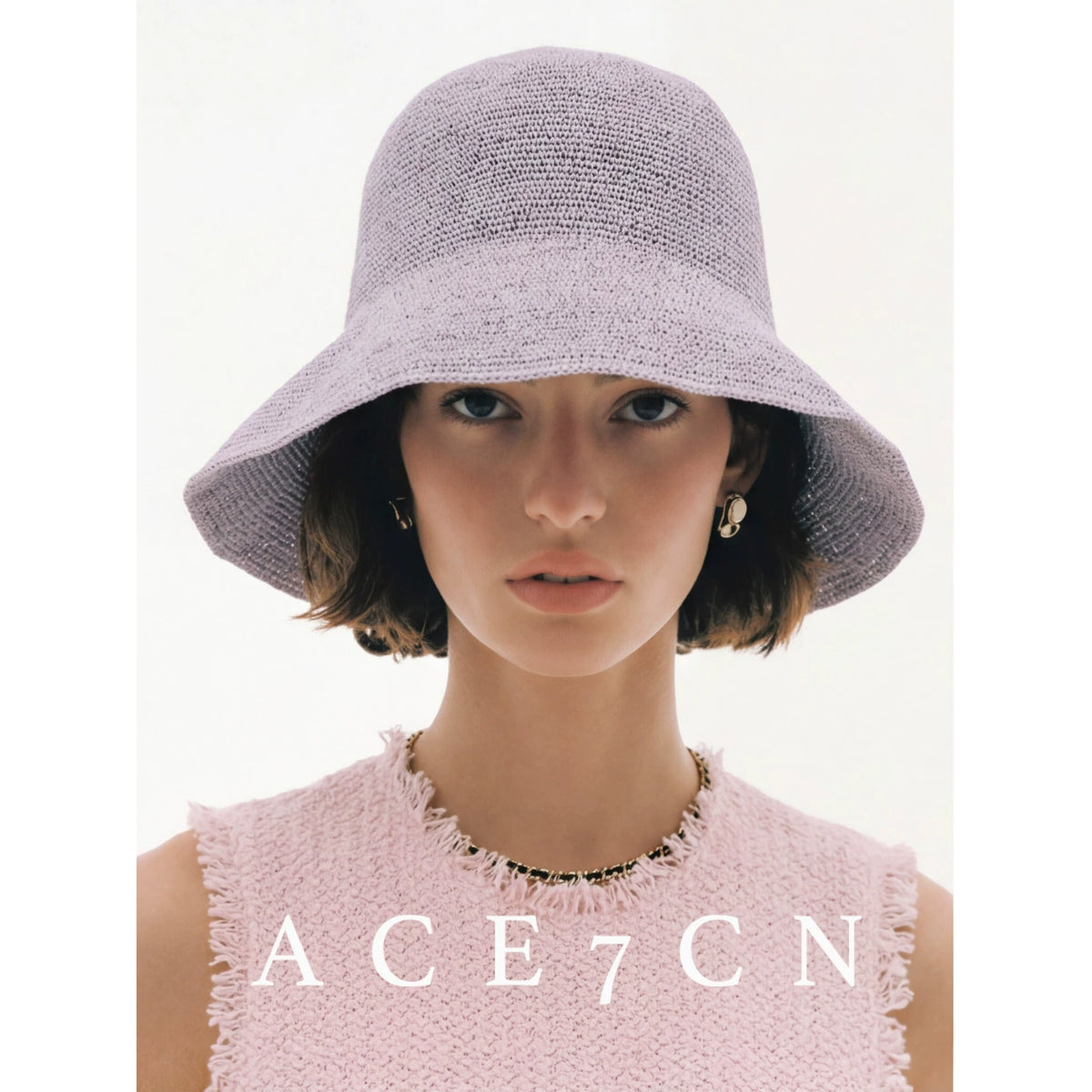 Nordic Classic Wide-Brim Hand-Crochet Bucket Hat Foldable