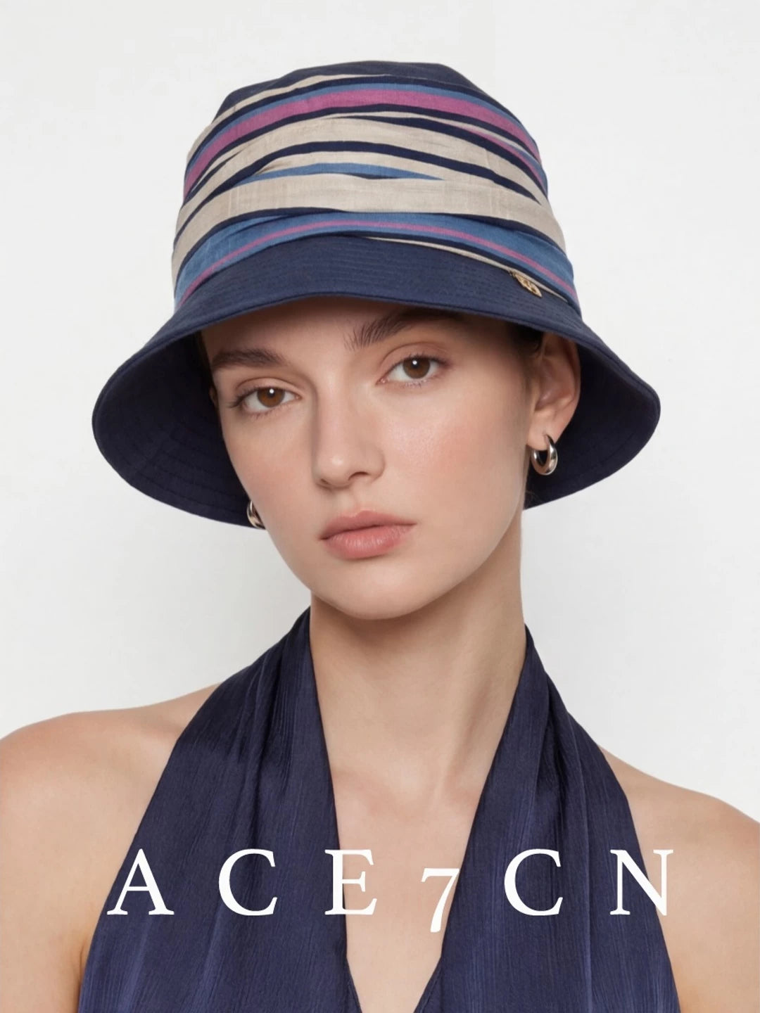 Japanese Niche Multi-Stripe Bucket Hat Striped Bucket