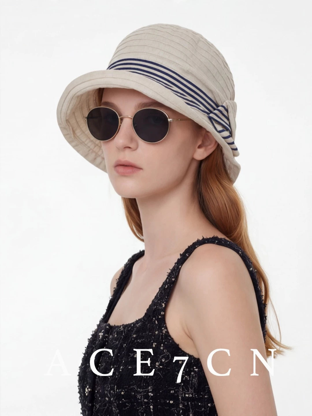 South-France Midsummer Bucket Hat Bow Color-Block Striped