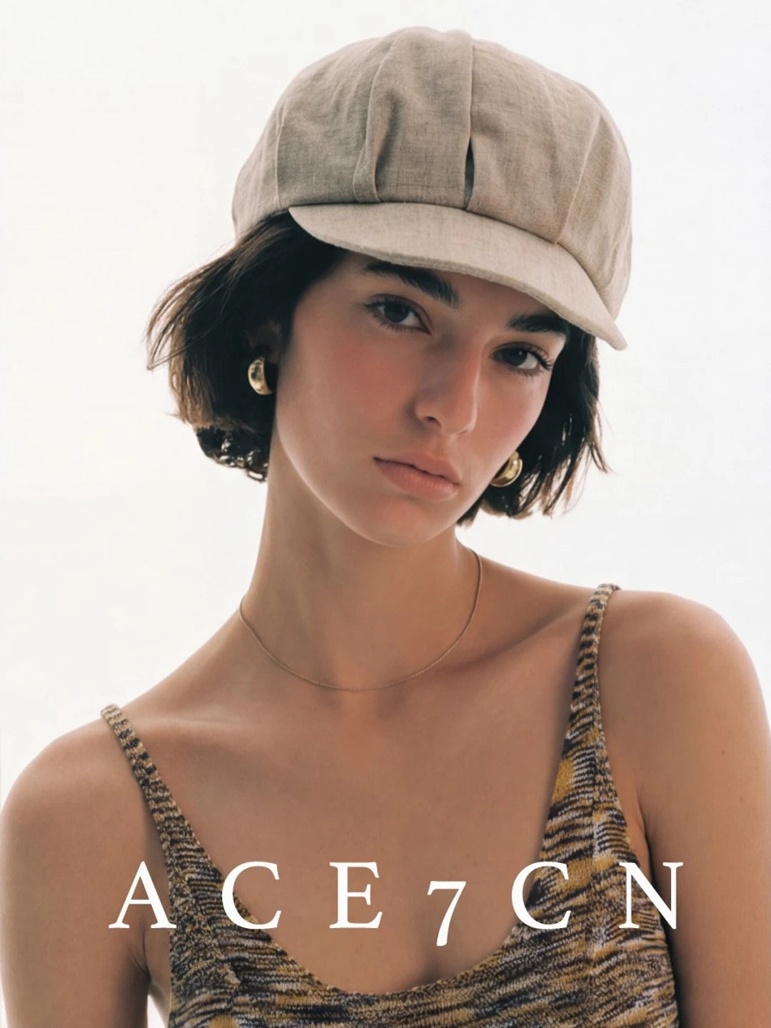 Vintage Elegant Linen Newsboy Cap Outdoor Artsy