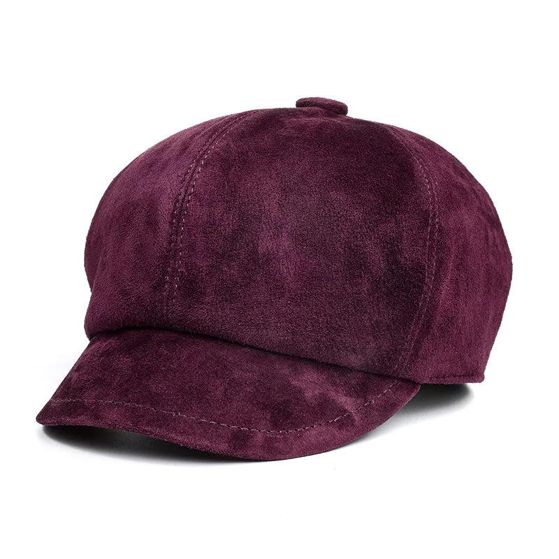 Luxury Lambskin Vintage Suede Leather Baseball Cap