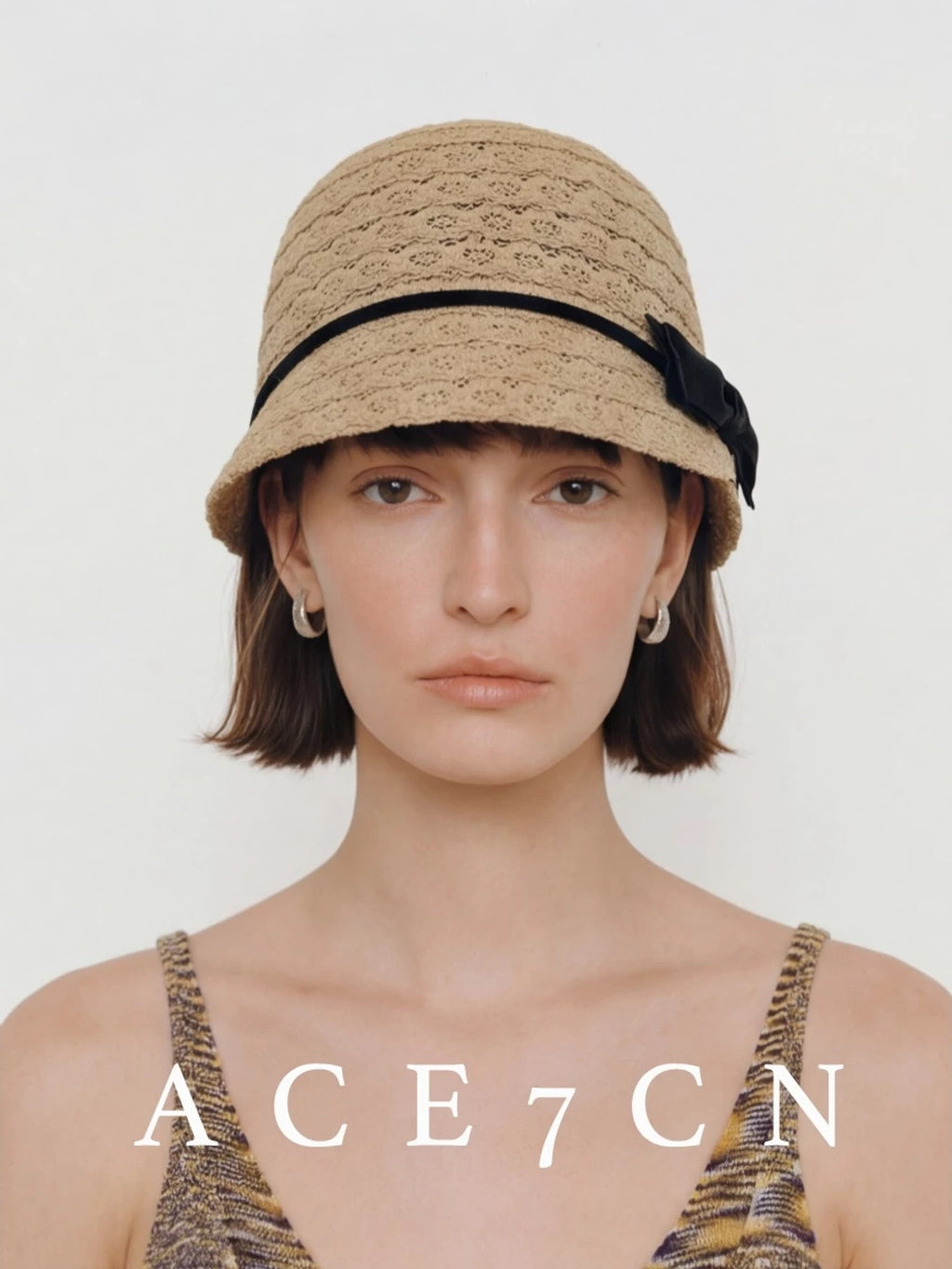 Classic Tweed Equestrian Hat Openwork Woven Embroidered
