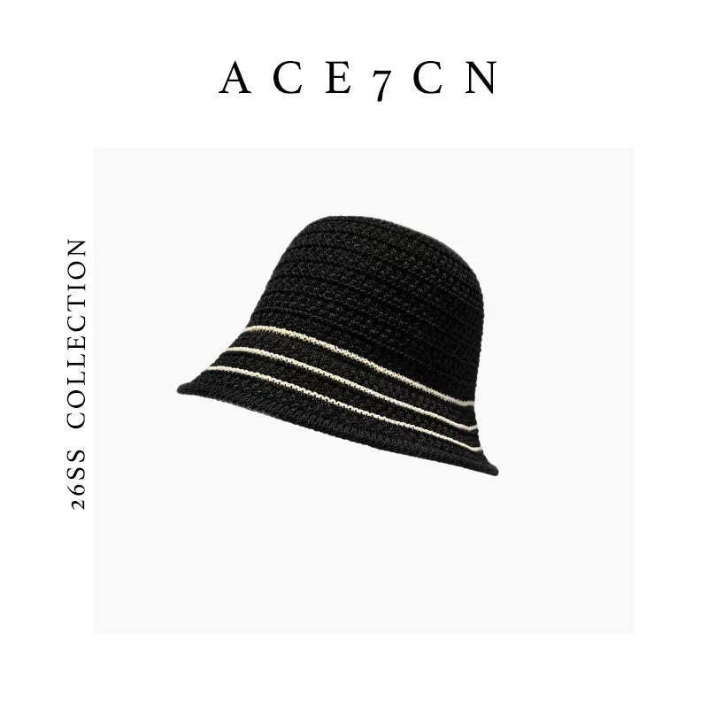 South-France Classic Hepburn Bucket Hat Color-Block Striped