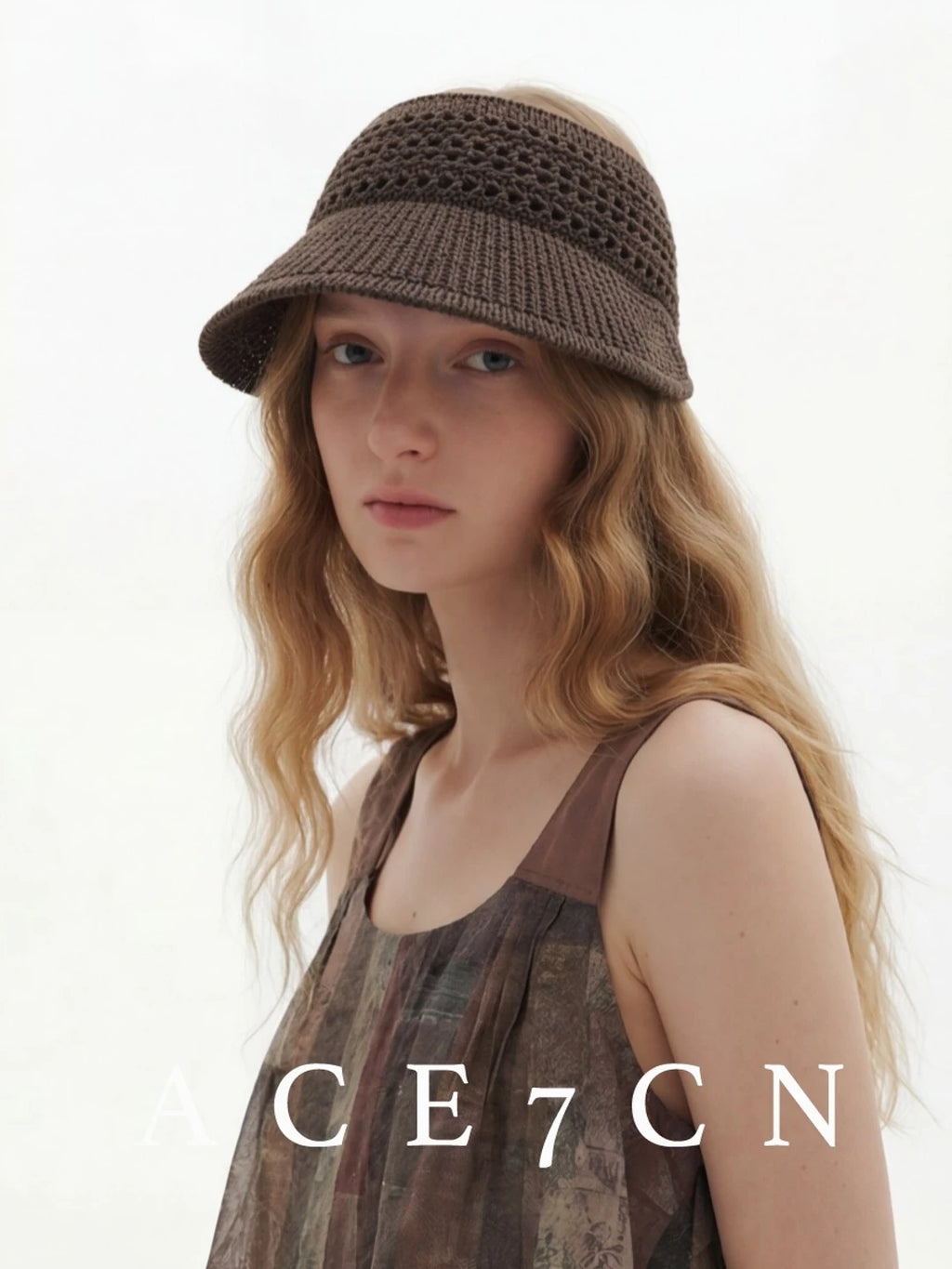 Korean Athleisure Visor Openwork Woven Wide-Brim Sun