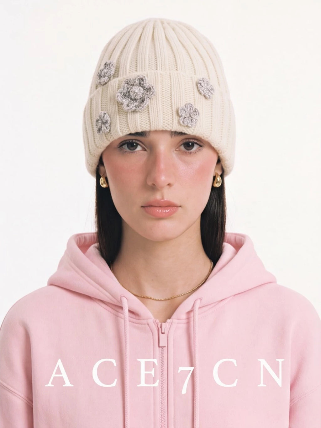 Korean Niche Knit Beanie 26 Autumn-Winter Floral