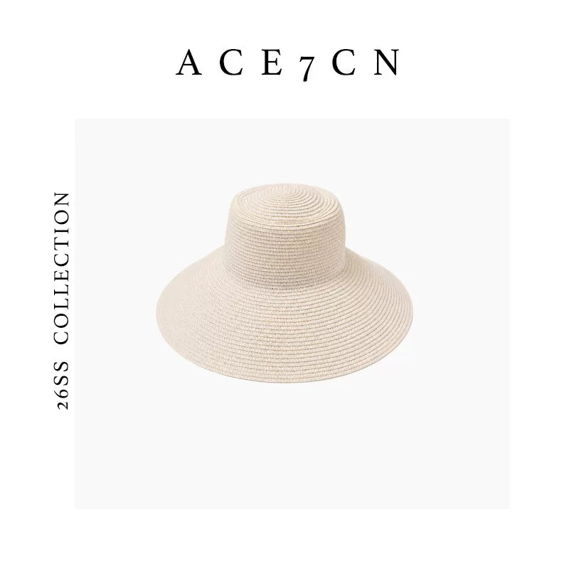 Light-French Straw-Woven Sun Hat Colorful Resort Straw