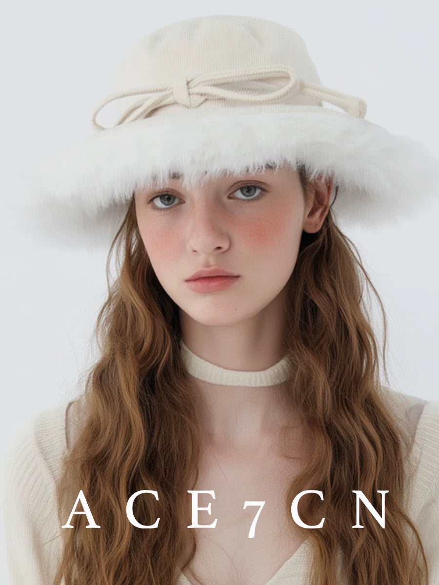 Nordic Snow Hat Aesthetic Autumn-Winter Vintage Wide-Brim