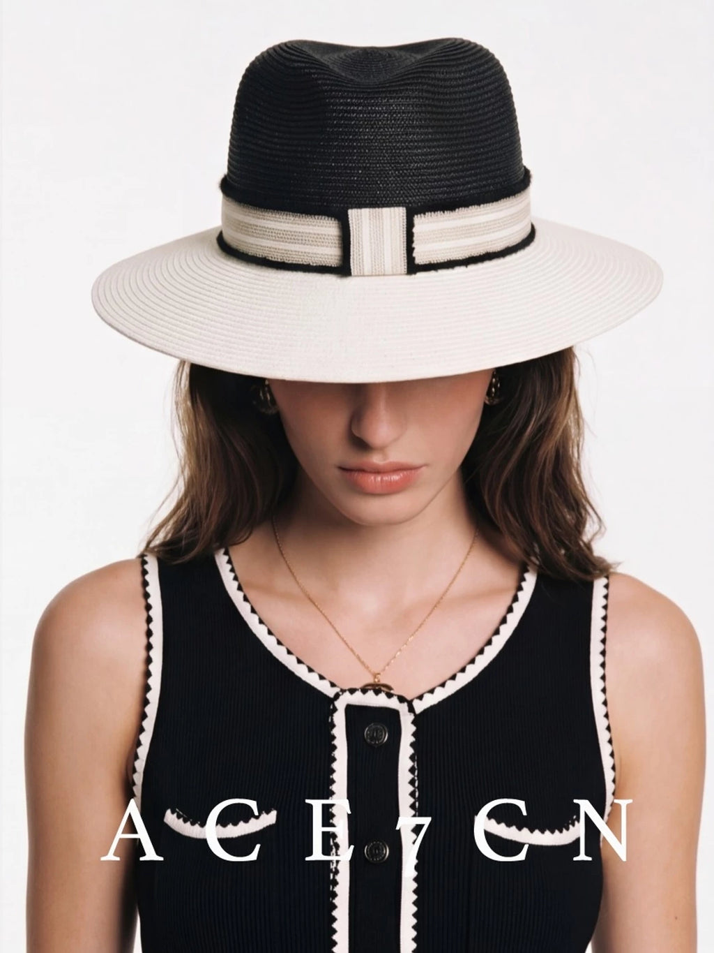 Classic French Parisian Tweed Woven Straw Hat