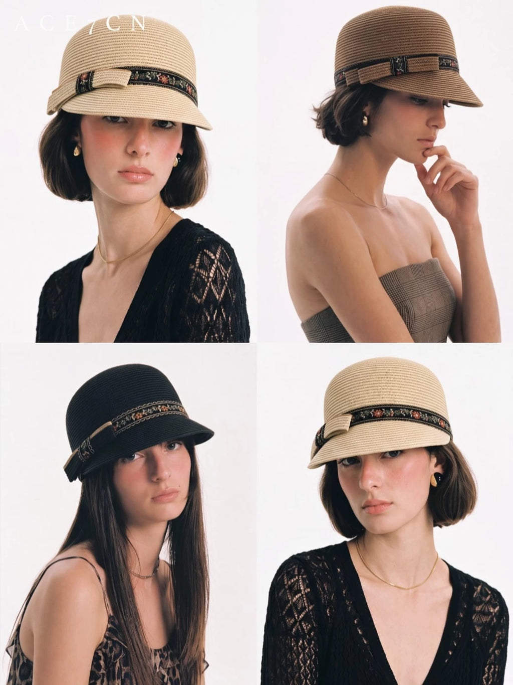 Japanese Niche Old-Money Vintage Straw-Woven Equestrian Hat