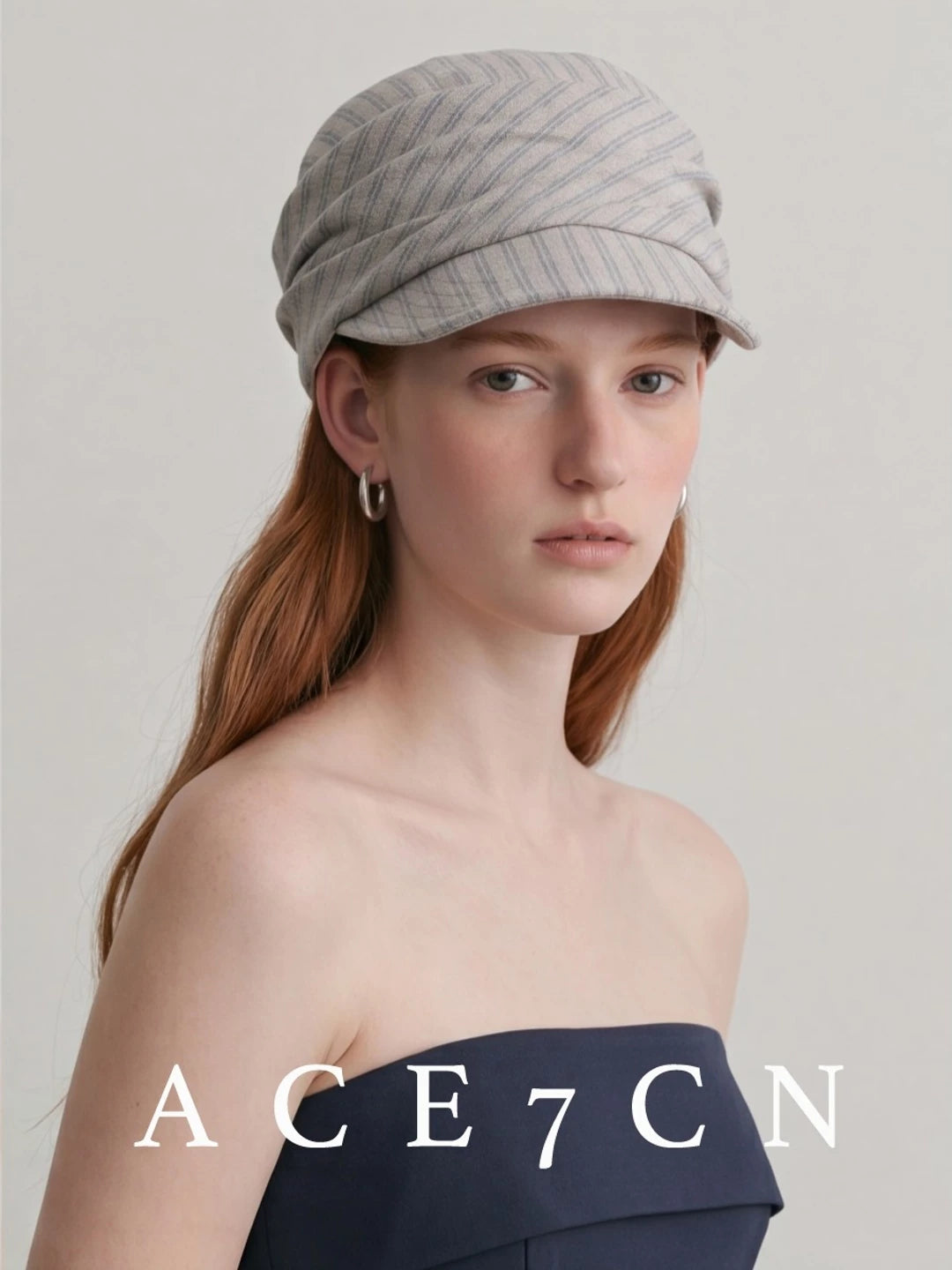 Artsy Korean Striped Cotton-Linen Riding Hat Handmade