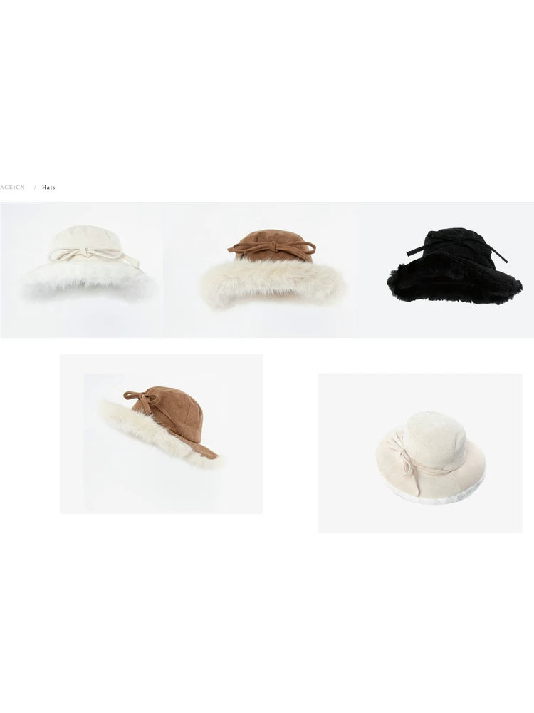 Nordic Snow Hat Aesthetic Autumn-Winter Vintage Wide-Brim