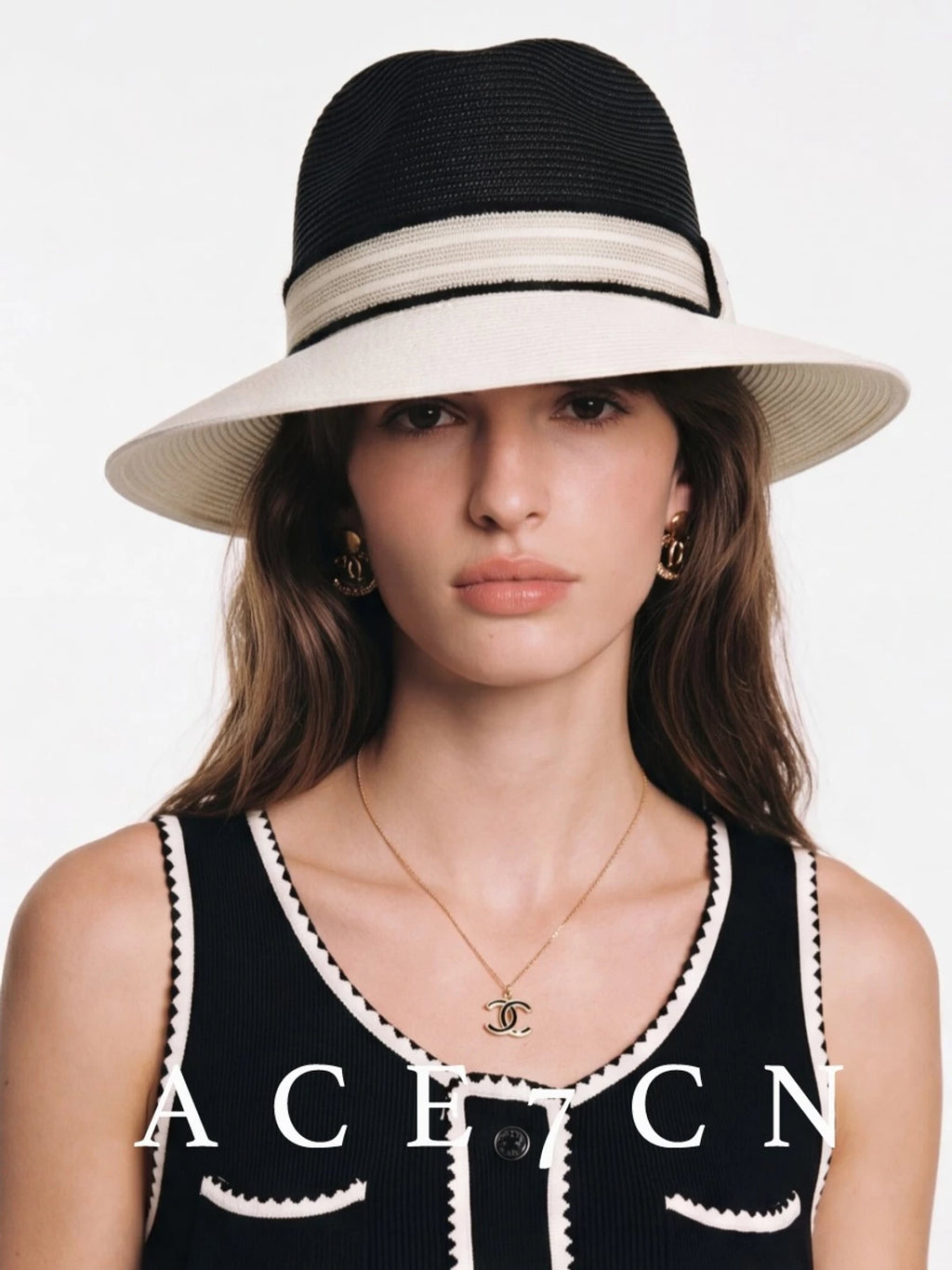 Classic French Parisian Tweed Woven Straw Hat