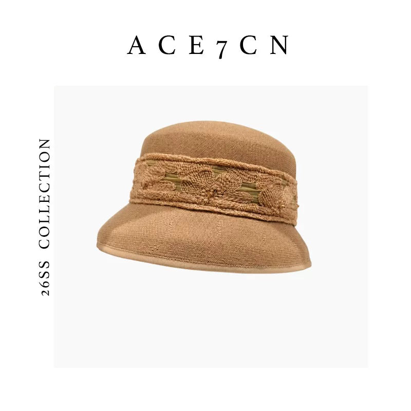 French Vintage Premium Straw-Woven Bucket Hat Lace