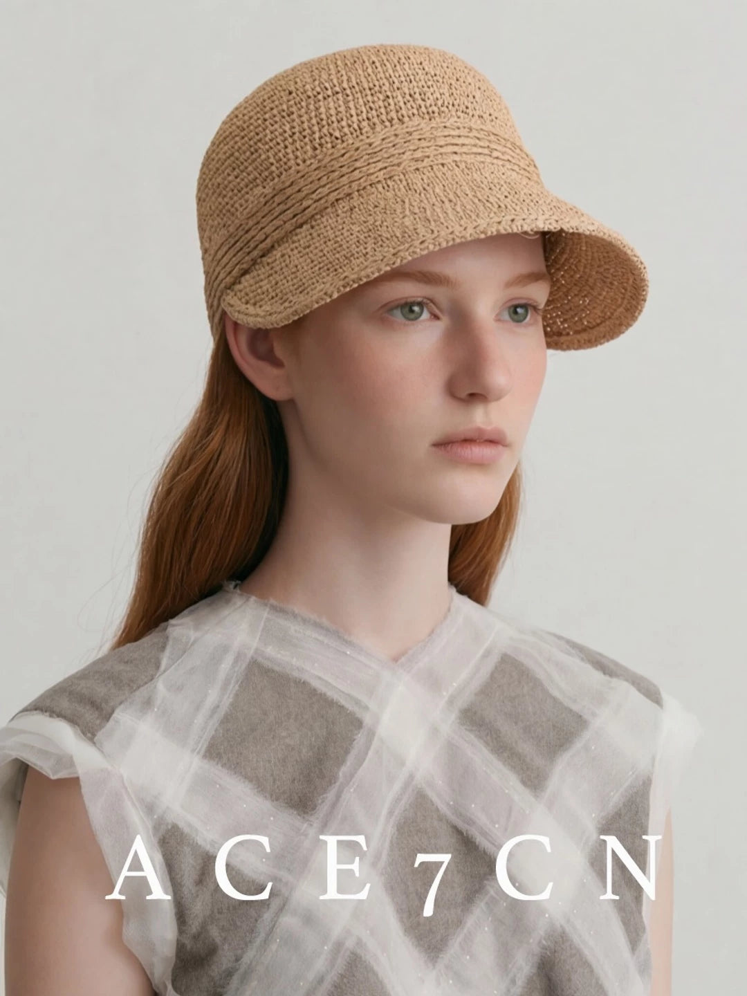 100 Natural Raffia Korean Wide-Brim Riding Hat