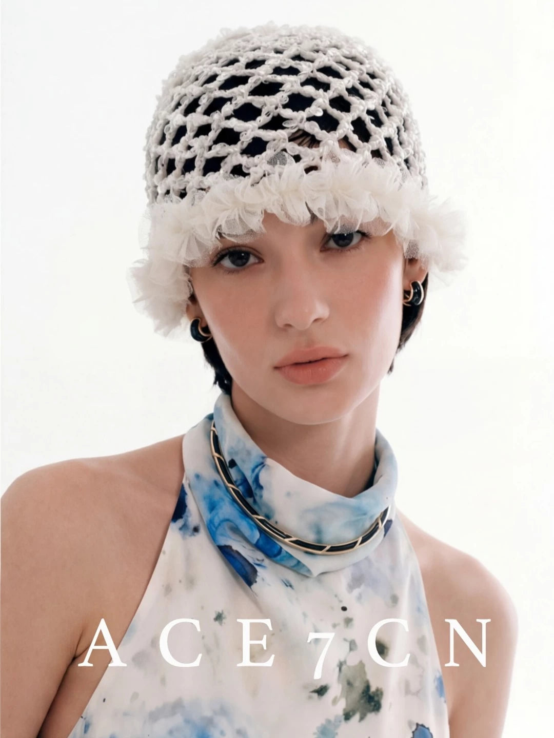 French Elegant Hand-Crochet Openwork Knit Beanie Sequin
